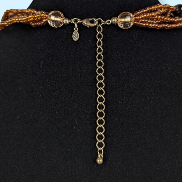 V. Premier Designs Black & Peach Beaded Demi Parure - Picture 6 of 7